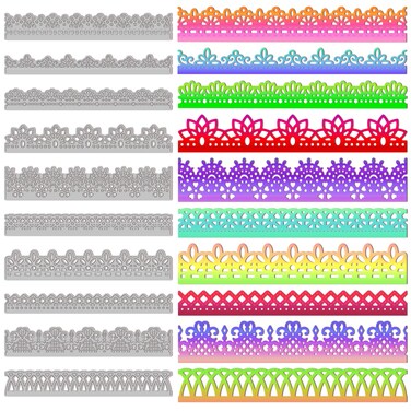 INFUNLY 10PCS Lace Cutting Dies Lace Metal Embossing Stencils Lace Flower Border Cutting Dies for Card Making Album Paper Card Embossing Decor Lace Stencils Templates for Crafts Card Making Supplies