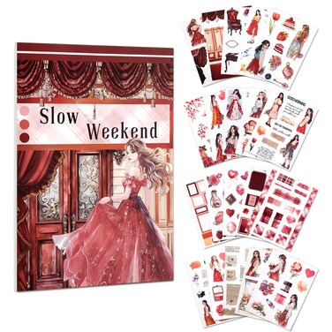 AVECMOI Love Scrapbooking Stickers for Journaling Supplies, Happy Planner Sticker Book with 234 Images, Paper &amp; PET Sticker for Card Making, Collage, Paper Crafts, A5 (Rose)