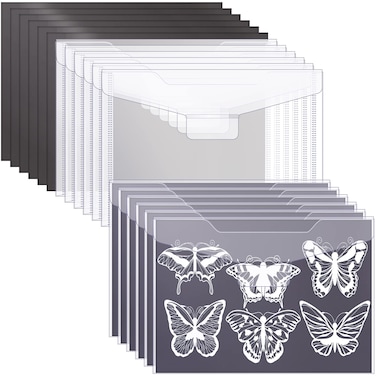 48 Pcs Bulk Stamp and Die Storage Bag and Rubber Magnet Sheet Clear Resealable Storage Pockets Stamp Stencil Envelope Case Magnetic Pages for Dies Cutting (0.3 mm Magnet Sheet)