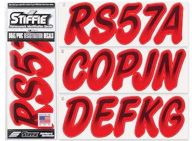 STIFFIE Whipline Black/Red 3" Boat &amp; PWC Registration Decals &acirc;&euro;&cent; Numbers Letters Stickers