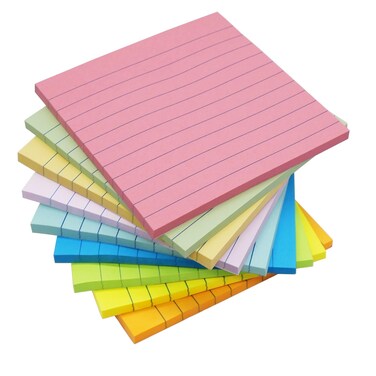 HQCME 9 Pads Lined Sticky Notes 4x4 in Post, 9 Multi Colors Super Sticking Power Memo Pads, Strong Adhesive, 4x4 Sticky Notes Large Eeay for Office, School, Home Use