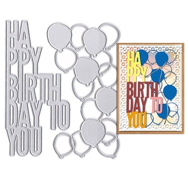 Estivaux Birthday Balloons Die Cuts for Card Making, Happy Birthday Letters Cutting Dies Holiday Celebration Dies Stencils Embossing Template for Scrapbooking DIY Cards Album Crafts Supplies