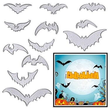 Estivaux Halloween Bats Die Cuts for Card Making, Happy Halloween Bats Cutting Dies Scary Birds Dies Stencils Embossing Template for Scrapbooking DIY Cards Album Crafts Supplies