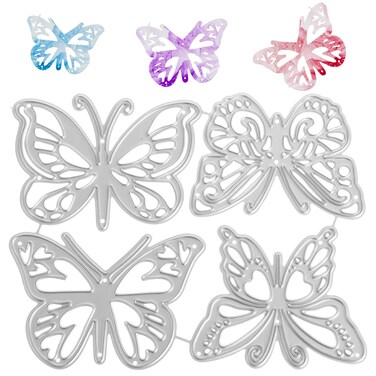 Molain 4Pcs Metal Butterfly Die Cuts, Cute 3D Butterfly Cutting Dies Cut Stencils Cutting Dies for Card Making Clearance Embossing Dies for Scrapbooking DIY Album Paper Cards Decoration(Normal)
