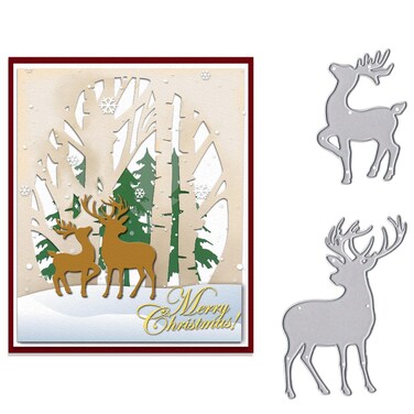 Hying Christmas Reindeer Cutting Dies for Card Making, Xmas Elk Die Cuts Deer Animals Dies Stencils Embossing Template for Craft Scrapbooking DIY Photo Album Decorations