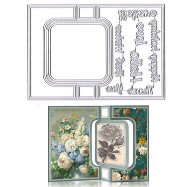 3D Card Shape Cutting Dies for Card Making, Rectangle Shape Butterfly Die Cuts Hello Thank Words Embossing Stencil Template Tool for DIY Scrapbooking Paper Pop-up Card and Photo Album Craft Decoration