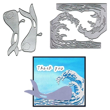 Metal Waves Background Die Cuts for Card Making, Sea Dies Fish Whale Cutting Dies for DIY Decor Paper Craft Card Making Scrapbooking Paper Album Stamp