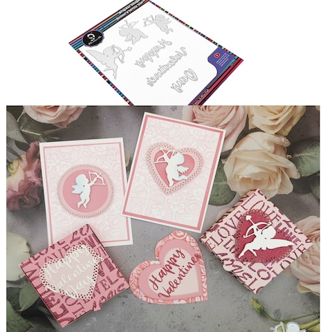 Alinacutle Happy Valentine&#39;s Day&amp;Cupid Frame Metal Cutting Dies Cut for Handmade Card Making Scrapbooking Album Paper Craft Template