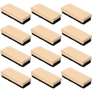 Felt Campus Style Erasers, Cleaner Dusters Felt Chalkboard Eraser for Kids Wood Chalk Eraser for Chalkboard Cleaners Dusters for Markers White Black Boards Paint School Students Teachers (12)