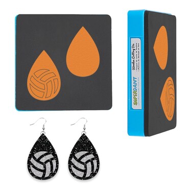 SUPERDANT Leather Earrings Cutting Die Sports Ball Dangle Earrings Volleyball Waterdrop Die Cutter Women Girls Pendant Die Cuts Machine Faux Leather Dies for Sports Lover Jewelry Gifts DIY Decoration
