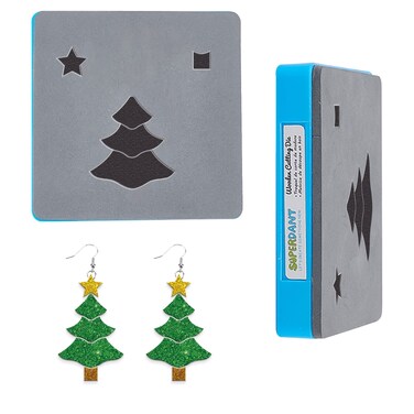 SUPERDANT Christmas Tree Stars Leather Cutting Die Earring Christmas Card Decorations Embossing Wood Die Template Die Cuts for Christmas Gifts DIY Scrapbooking Cards Pendant Quilting Sewing Crafts