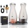 Salt and Pepper Grinder Set,2 PCS 5 Inch Wooden Manual Salt Pepper Mill Grinders for Kitchen,Refillable and Adjustable Grinder for Pepper Salt Spices