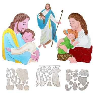 3 Packs Metal Cutting Dies for Card Making Jesus Warm Embrace Embossing Stencils Scrapbooking Die-Cutting &amp; Embossing Template Thanksgiving Day Decoration
