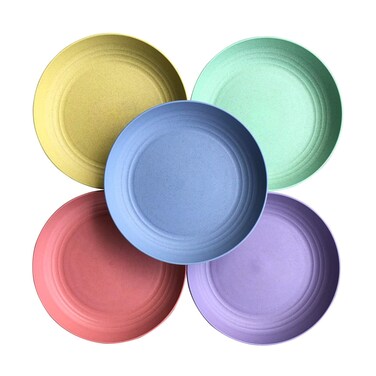 EUODIA Wheat Straw &amp; Bamboo Fiber Plates (8.9" Deep Plates, Wheat Straw &amp; Food Grade Polypropylene)