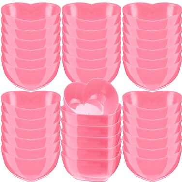 Ziliny Valentine's Day Heart Shaped Bowl Dessert Bowls Deep Plastic Heart Bowl Aesthetic Plates Serving Bowls Salad Bowls Fruit Bowl for Dessert Pasta Fruit Snack, 7.48 Inch (36 Pcs,Pink)