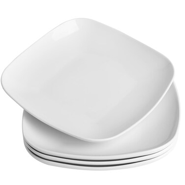 KITCHENLESTAR Ceramic Square Dinner Plates,9 Inch Square Serving Plate for Steak, Pasta, Salad, Snacks, Dessert, Appetizer Plates-Set of 4
