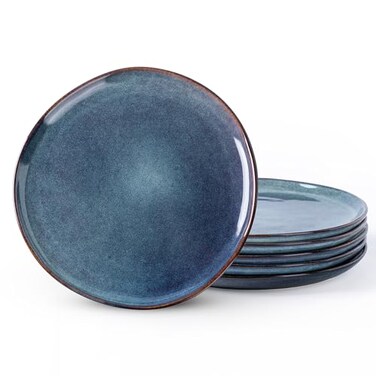 AmorArc Ceramic Plates Set of 6, 8.5 Inch Handmade Reactive Glaze Stoneware Plates set for Dessert, Salad, Appetizer, Small Dinner Plates, Microwave &amp; Dishwasher Safe, Scratch Resistant