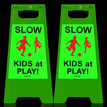 Children at Play Safety Signs For Street Kids at Play Signs For Street Slow Down Signs For Neighborhoods Kids Playing Reflective Caution Sign (3 Pack)