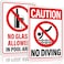[1+1 Pack] Pool Signs for Outside,14 &Atilde;&mdash; 10'' Printed with"No diving" &amp; "No Glass Allowed in Pool Area", Fade-Resistant &amp; Rust-Free Pool Signs Safety in 0.040 Aluminum