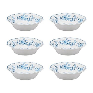 UPware Melamine Dinner Bowl Set of 6, BPA-Free Dishwasher Safe Round Bowls, Dinnerware Kitchen Bowls for Pasta, Rice, Soup, and Salad, 7 Inch Bowls (Woodland Pinecone)