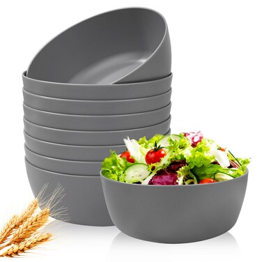 ejonirinjonir EI 8pcs Wheat Straw Bowls,28oz Unbreakable Cereal Bowls,Reusable Plastic Bowls,Microwave and Dishwasher Safe,BPA Free Lightweight Noodle/Fruit/Salad/Soup Bowls for Picnic,Dinner,Party