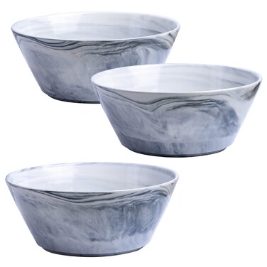 Yundu Grey Marble Ceramics Bowls Set, 58 Ounces Large Salad Bowl Set of 3, Serving Bowls, Large Cereal Snack Bowls for Kitchen, Dishwasher &amp; Microwave Safe
