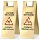 2 Pcs Stainless Steel Wet Floor Sign 8.8 Pound 24 Inch Caution Wet Floor Sign Double Sided Portable Foldable Handle Bilingual Safety Warning Signs for Restaurant Restroom Office Avoid Fall (Gold)