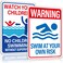 2 PACK Pool Rules Sign, 14" x 10" Aluminum Pool Signs and Decor for Outdoor, No Diving &amp; Swim at Your Own Risk, Rust Free and Fade Resistant Pool Safety Signs for outside, 0.040 Aluminum