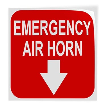 Industrial Decals Square Vinyl Stickers Emergency Air Horn Sign Fire Exit and Emergency Industrial Safety Sign Label Design Only 10x10Inches Design Only