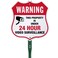 SmartSign 12 x 11.5 inch 'Warning Property Under 24 Hour Video Surveillance' Yard Sign with 3 ft Stake, 40 mil Aluminum 3M Laminated Engineer Grade Reflective, Red/Black/White, USA-Made