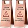 2 Pcs Stainless Steel Wet Floor Sign 8.8 Pound 24 Inch Caution Wet Floor Sign Double Sided Portable Foldable Handle Bilingual Safety Warning Signs for Restaurant Restroom Office Avoid Fall (Rose Gold)