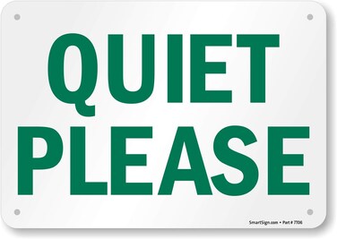 SmartSign-S-4621-PL "Quiet Please" Sign   7" x 10" Plastic - Green on White