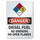 SmartSign-S-9401-AL "Danger - Diesel Fuel, No Smoking No Open Flames" NFPA Sign   10" x 14" Aluminum - Black/Red on White