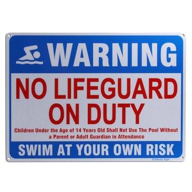 No Lifeguard On Duty Sign Pool Rules Sign No Glass Allowed in Pool Area Sign Reflective Signs 10 X 14 Inch Rust Free 40 Mil Aluminum Sign (No Lifeguard On Duty)