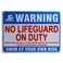 No Lifeguard On Duty Sign Pool Rules Sign No Glass Allowed in Pool Area Sign Reflective Signs 10 X 14 Inch Rust Free 40 Mil Aluminum Sign (No Lifeguard On Duty)