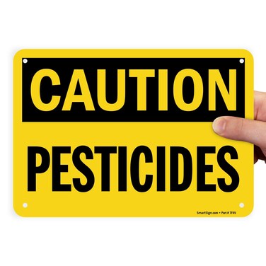 SmartSign "Caution - Pesticides" Sign   7" x 10" Plastic