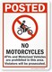 SmartSign-S-8818-Pl-14 "Posted - No Motorcycles, ATVs And Motorized Vehicles" Sign   10" x 14" Plastic , Black/Red on White