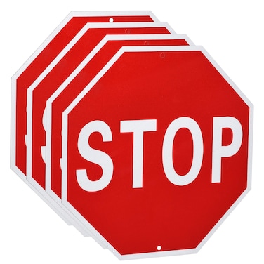 MECCANIXITY 4pcs Stop Sign 18" x 18" Warning Reflective Aluminum Signs for Street Traffic, Octagon Rust Free Sign