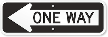 SmartSign - X-R6-1L-EG-6x18-M1 "One Way" MUTCD Compliant Sign with Left Arrow   6" x 18" 3M Engineer Grade Reflective Aluminum Black on White