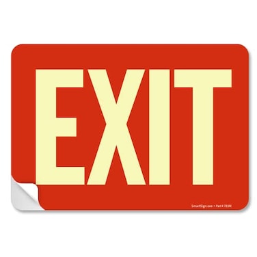 SmartSign Exit Sign Sticker Glow in The Dark Laminated Vinyl Sticker - 7" x 10"Made in USA
