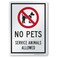 SmartSign 14 x 10 inch &acirc;&euro;&oelig;No Pets - Service Animals Allowed&acirc;&euro; Metal Sign, 40 mil Laminated Rustproof Aluminum, Red, Black and White, Made in USA
