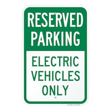 SmartSign 18 x 12 inch &acirc;&euro;&oelig;Reserved Parking - Electric Vehicles Only&acirc;&euro; Metal Sign, 63 mil Aluminum, Green and White, Made in USA
