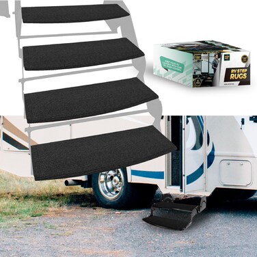 LATCH.IT RV Step Covers 4 Pack   22" Wide Camper Step Carpet Covers   Radius RV Step Covers   Radius Wraps Fit 8-11" Deep RV Stairs   Keep Your RV Cleaner with Our RV Stair Covers!