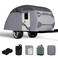 Teardrop Travel Trailer Cover Fits 5'-8' Trailers, 7 Layers Top Heavy Duty Camper Cover Waterproof, Camping Trailer Cover with Windproof Strap, RV Cover for R-Pod Trailers, Clamshell Trailers