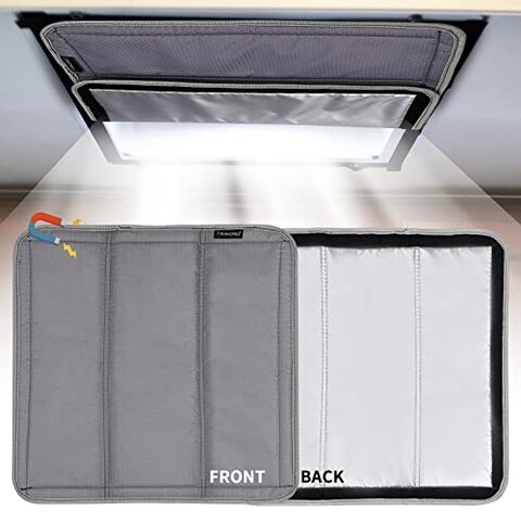 RVINGPRO Magnetic RV Vent Shade 16&quot;x16&quot;, Double-Side Foldable RV Vent Blackout Shade, Reflective RV Skylight Shade Cover for Inside Camper, with Storage Bag, Sliver Grey