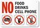SmartSign - S-4892-PL-10 "No Food, Drinks, Cell Phone" Sign   7" x 10" Plastic Black/Red on White
