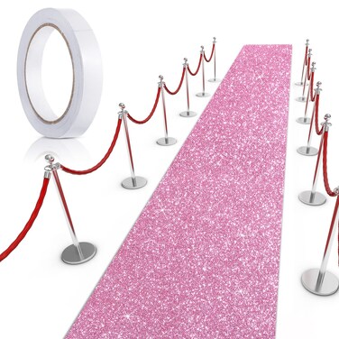 Tatuo Carpet Runner Runway Rug 55 GSM Thickness with Carpet Tape for Prom Wedding Party Outdoor Indoor Hallway Rug(2.46 x 30 Feet,Glitter Pink)