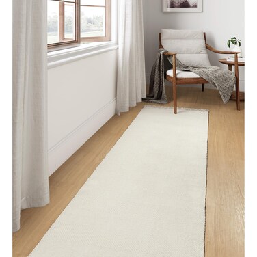 Collive Long Hallway Runner Rug 2.6' x 10', Washable Runner Indoor Entryway Rug, White/Beige Braided Woven Kitchen Runner Rugs Low-Profile Front Door Rug for Laundry Room Bedroom Doorway