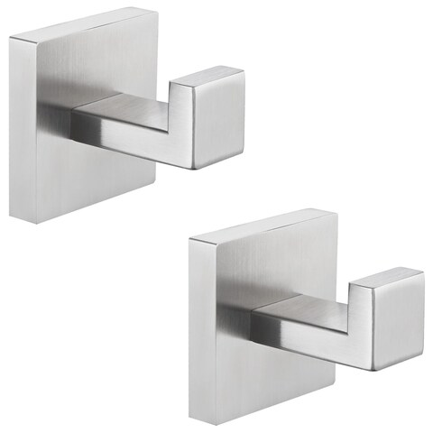 Angle Simple Towel Hooks for Bathroom, SUS 304 Stainless Steel Robe Coat Hooks for Wall, Brushed Nickel, 2 Pack