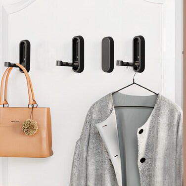Foldable Towel Hooks for Bathroom,Wall Hooks for Hanging Heavy Duty Coat Robe Purse Hooks, Foldable Hooks Storage Solution for Bathroom,Closet,Entryway,Pool and Kitchen (4, Matte Black)